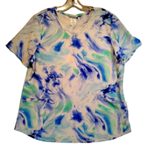 Scrub Star Blue  Green Work Tunic Size Large